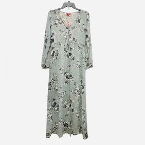 BONGO Floral Grey 90’s Style Sheer Beachwear Layering Coverup